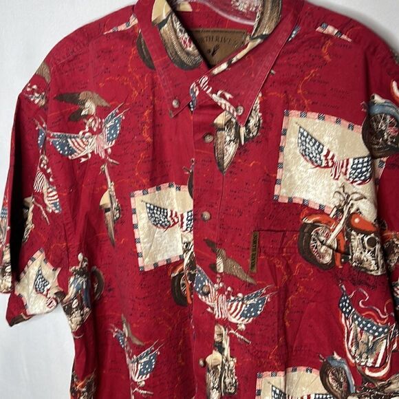 North River Outfitters Vintage Motorcycle Americana Button Down Shirt. Size XL. - Picture 2 of 8